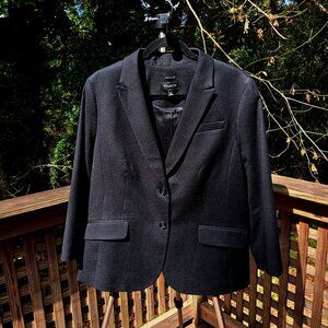 Talbots Black Italian Flannel Blazer Buttons & Pockets Soft & Warm As New Sz 14